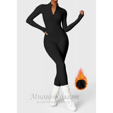 Гладкий комбенизон на флисе Leggings Body Crop top model 63